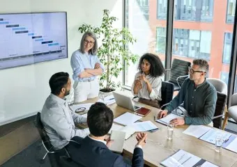 A team working together in a modern office